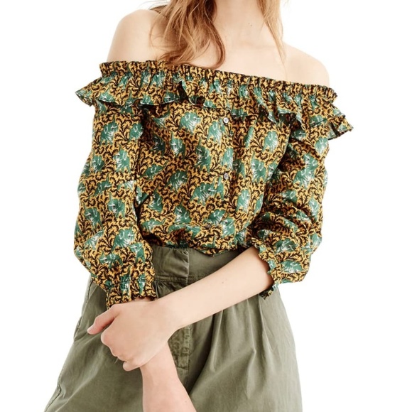 J. Crew Tops - 16 J. Crew Off Shoulder Elephant Print Ratti Top